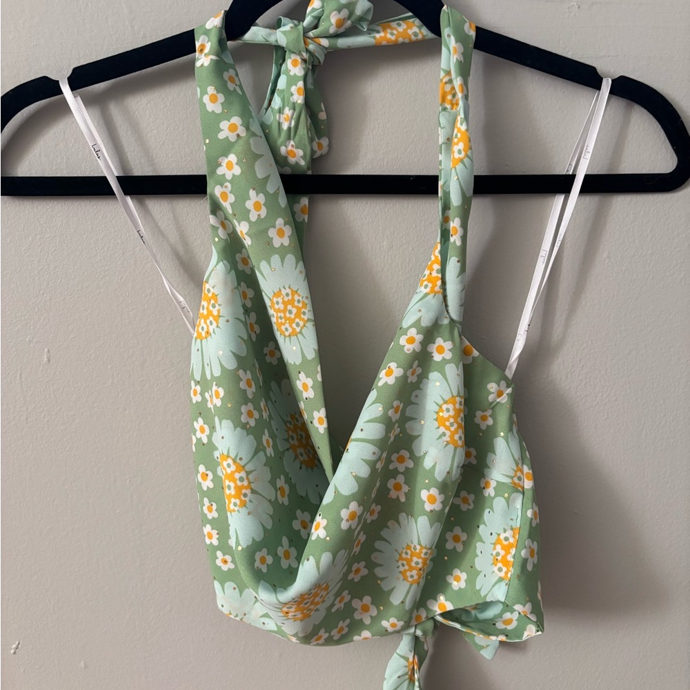 Lulu's Mint Floral Halter Top